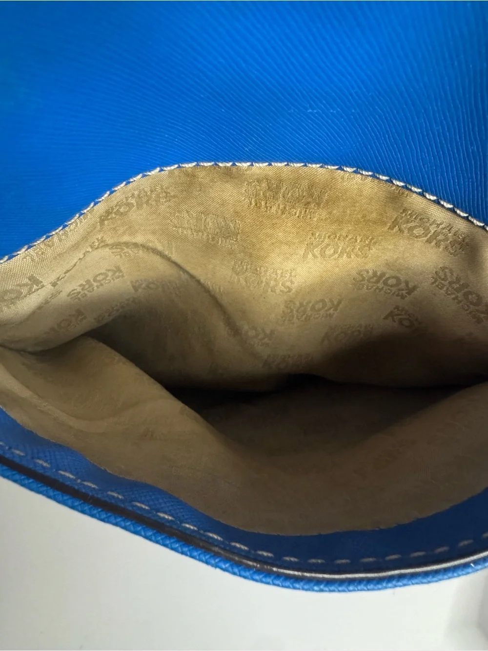 #418 Michael Michael Kors Jet Set Blue Leather Shoulder Tote Bag